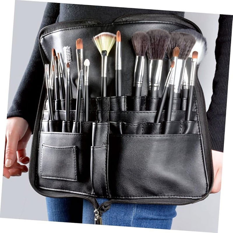 24 Pieces Portable Makeup Brush Bag PU Leather Cosmetic Organizer Travel Case - Image 4